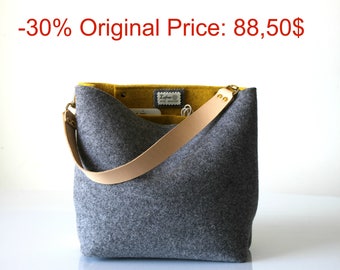 Bucket Bag, Hobo Tote Bag, Crossbody Bag, Gray Bag, Handbag, Purse, Casual Bag, Simple, Bag, Shoulder Bag, Day Bag, Tote