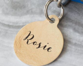 ON SALE Personalised Gold Pet ID Tag - Dog Name Identification