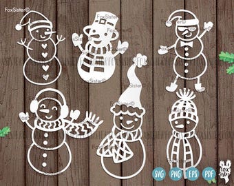 Christmas Snowmen svg, Snowman, svg Bundle | Snow Man 6 svg cut files | Christmas cut file svg | Silhouette | vinyl decal Winter | Cricut