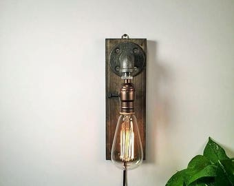 25% OFF SALE Industrial wall Lamp - Sconce - Wall Light - Steampunk Lamp - Edison Lamp - Vintage Light - Pipe Lamp - Bedside Lamp - Loft Li