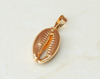 Gold Plated Cowrie Shell - Natural Sea Shell - Cowrie Shell Pendant - Money Shell - Shell Bead - Gold Plated- Shell pendant - Seashell