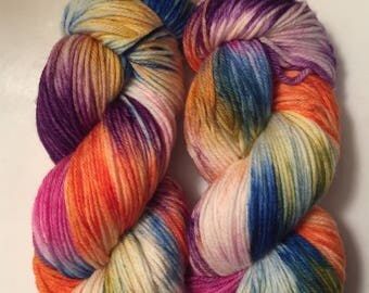 Hand Dyed Yarn SW worsted weight | 100% superwash merino wool | 100 gr |Northern Lights | super soft Free Shipping in the US