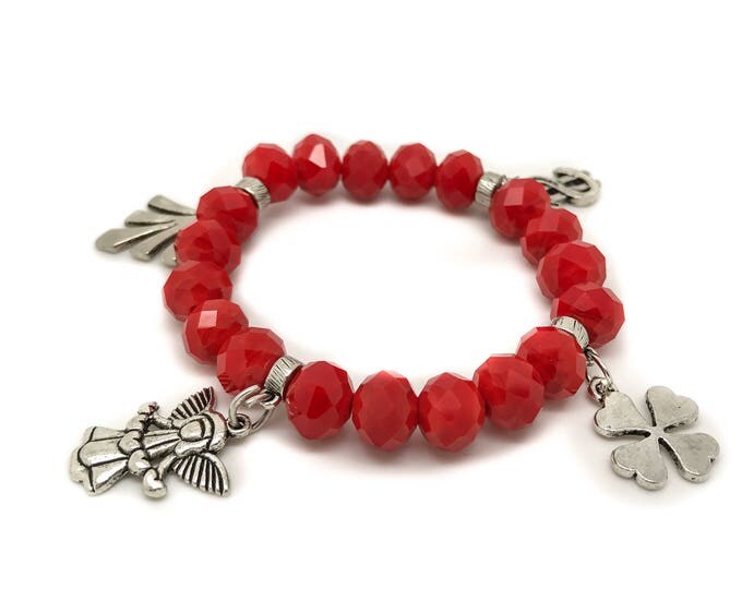 Dark red bracelet, Red jewelry, red beaded bracelet, Handmade red bracelet, Red beads bracelet, Unique, bright red bracelet