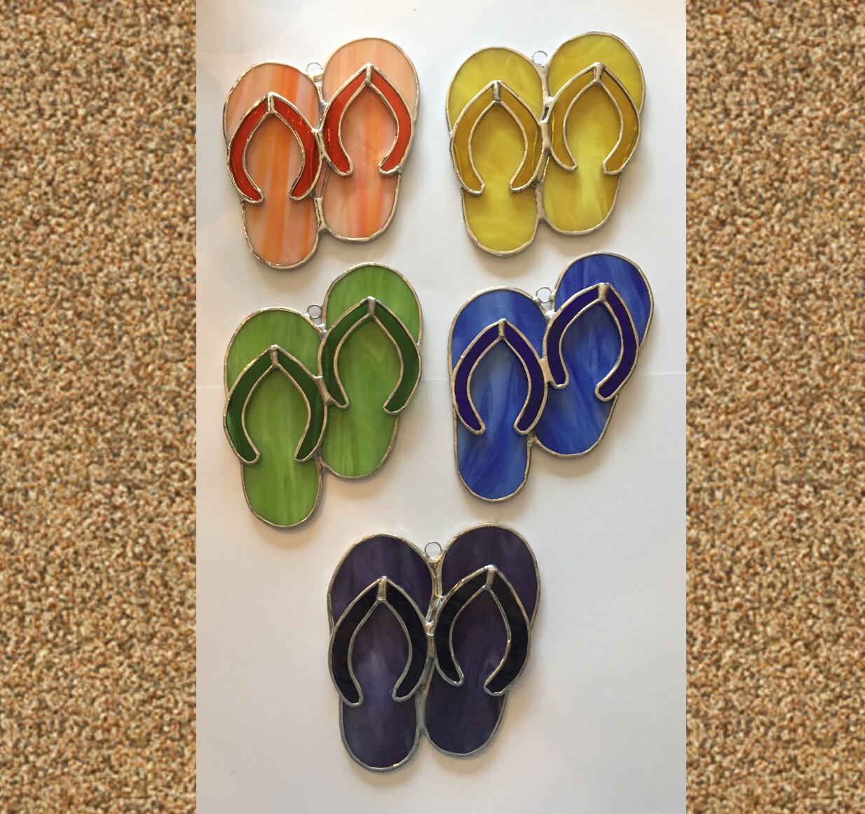 Handmade Stained Glass Flip Flops Sandals Suncatcher