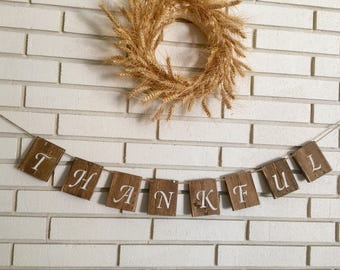 Thankful Rustic Wood Block Banner