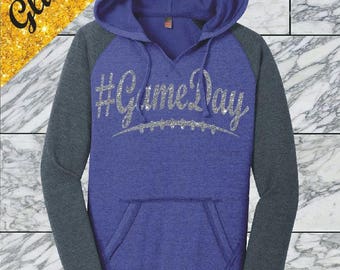 Glitter Football Mom Hoodie Game Day Shirt Game Day Football Mom Glitter Football Shirt Game Day Glitter Shirt #Gameday Shirt Custom DM296