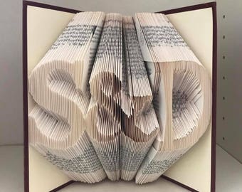 Folded book art - Initials with & or heart - wedding gift, anniversary gift, birthday gift, christmas gift, teacher gift, graduation gift
