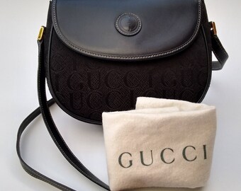 Sale! GUCCI Vintage Black Leather Shoulder / Crossbody Bag. Authentic Italian Designer Purse. Tom Ford Era