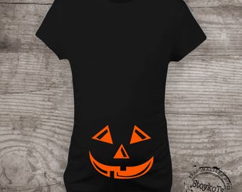 Halloween Maternity shirt, Pumpkin face t-shirt Mommy to be Shirts Baby Shower gift shirt Pregnancy announcement, Mommy and me tshirt