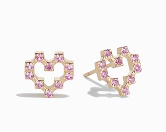 Pixel Heart Earrings of Wisdom