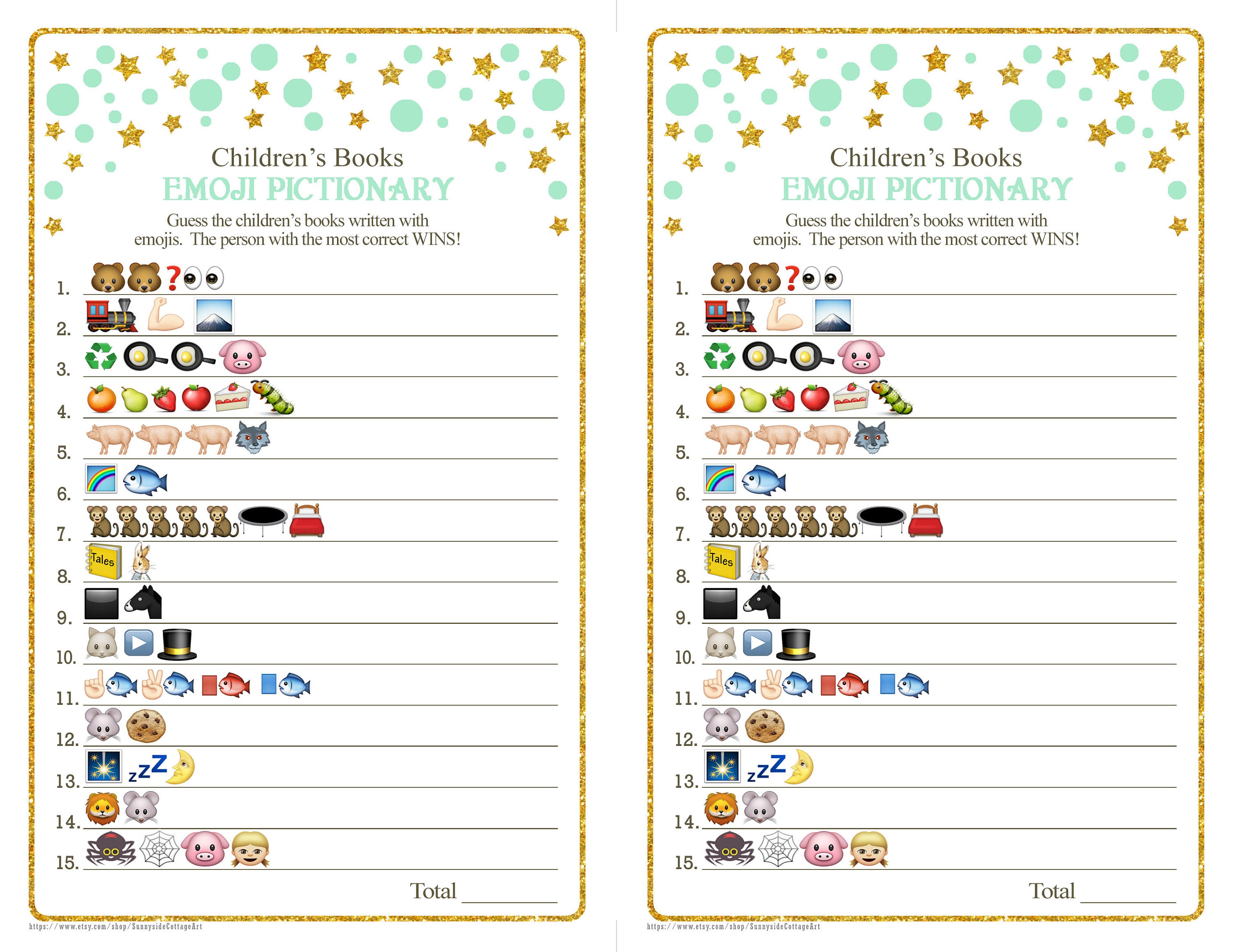 Children's Books EMOJI Pictionary game Baby Shower game