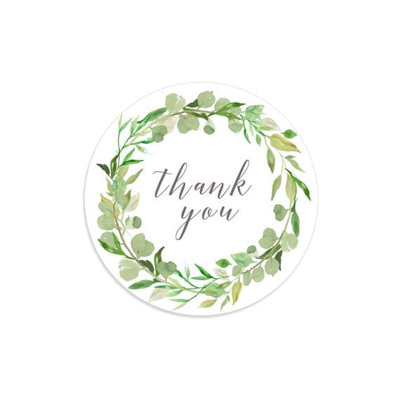 Thank you stickers Greenery labels Greenery wedding