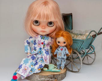 Blythe pajamas and slippers, blythe pyjamas, blythe pajamas, blythe jammies, middie blythe pyjamas, middie blythe pajamas (MADE TO ORDER)