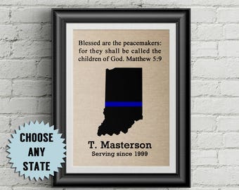 Police Officer Gifts Thin Blue Line Custom Police Gifts Blessed Are The Peacemakers Retirement Police Gifts Law Enforcement Gifts