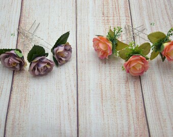 Flower hair pins Wedding hair pin Bridal hair pin Flower hair accessories Set of hair pins Flower girl hair pin Rose hair pin set