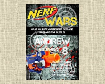 Nerf Invitation - Nerf Wars Blaster Battle Target Camo Printable Invitation - Digital Invite - Birthday Party - Boy Girl Birthday Party