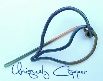 Flame Painted Copper, Shawl Pin, Sweater Pin, Scarf Pin, Flame Patina, Copper Pin, Copper Leaf, Knitting Accessory, Leaf Pin, Heat Patina