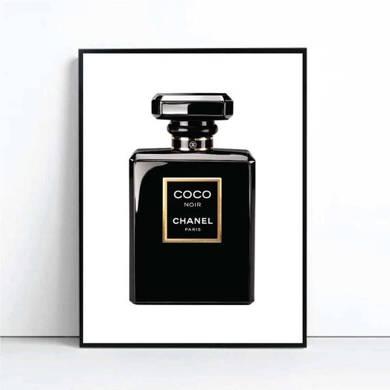 Coco Chanel Noir Perfume Bottle Print Black Chanel Print