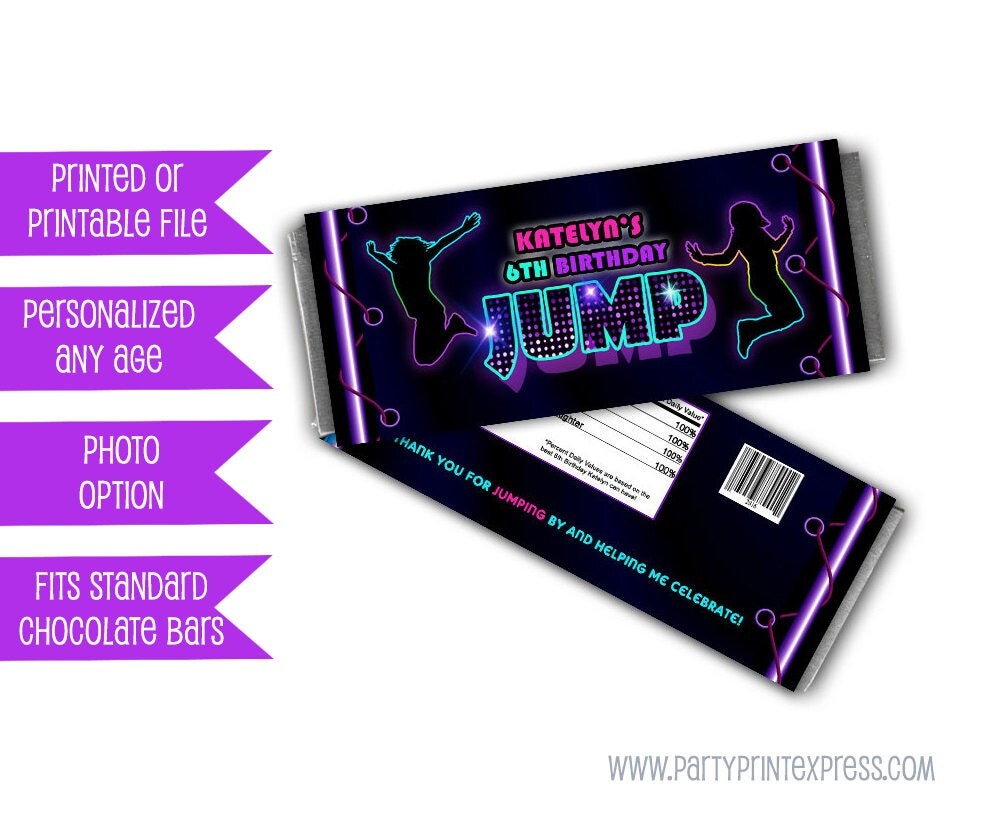 Girls Jump Candy Wrappers Neon Purple Blue Bouncy Birthday