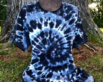 Monochrome Tie Dye Shirt - Black and White Tie Dye Shirt - Custom Made to Order Tie Dye T-Shirt - Black, Gray, White Tie Dye - Men's Tie Dye