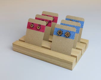 Small Jewellery Display Stand, Craft Show Display, Wooden Earring Card Holder, Earring Display, Jewellery Organisation, Shop Display Stand