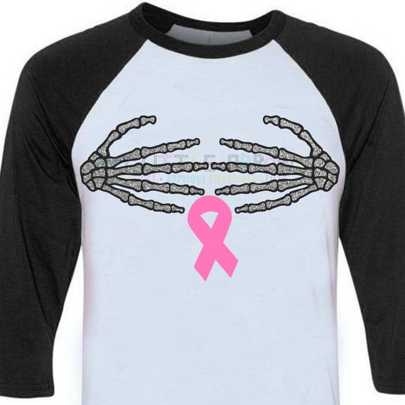 skeleton hands breast cancer shirt