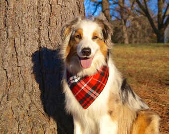 Plaid Dog Bandana - Dog Scarf - Dog Bandana Over the Collar - Flannel Dog Bandana - Cute Dog Bandana - Gifts for Dogs - Pet Accessories