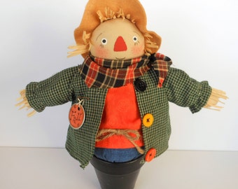Scarecrow, Scarecrow Doll, Potted Scarecrow, Fall Decor, Halloween Decor, Home Decor, Art Doll, Harvest
