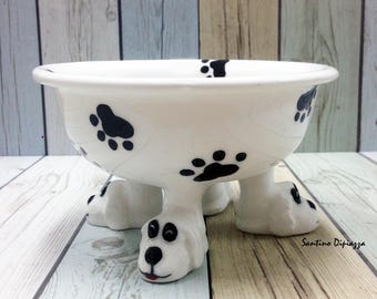 Elevated Dog Bowl, Walking Pottery, Elegant Pet Dish, Unique Dog Lovers Gift , Footed Pedestal Bowl, Personalised Ceramic, Pet Water Bowl
