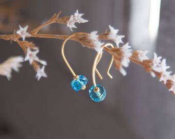 Aquamarine Earrings, Gold Aquamarine Earrings, Aquamarine Gold Earrings, Tiny Aquamarine Earrings, Aquamarine March Birthstone Earrings