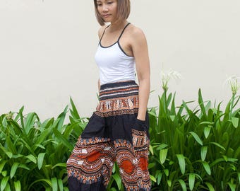 Women's High Waist African Dashiki Pants Tribal Pants Thai Harem Pants Yoga Pants Festival Pants Boho Pants Bohemian Pants African Pants