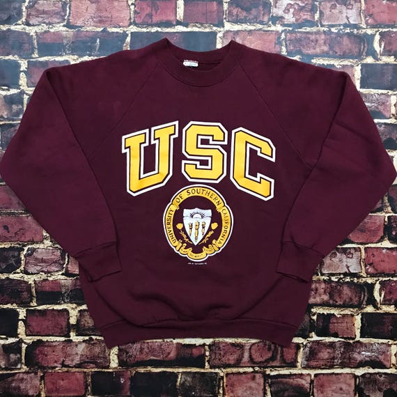 Vintage 80s USC College Sweatshirt Mens Medium USC Trojans