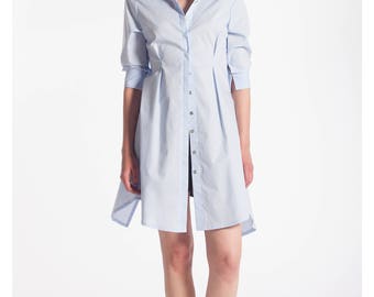Blue Shirt, Women Maxi Shirt, Open Back Top, Tunic Shirt, Bohemian Clothing, Plus Size Shirt, Cotton Tunic Shirt, Office Shirt, Elegant Top