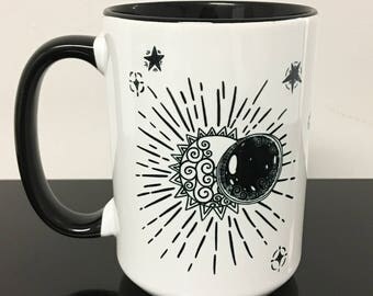 Solar Eclipse 2017 mug, Path of totality 2017, Total Solar Eclipse 2017, Commemorative Solar Eclipse 2017, Custom coffee mug, astrology gift
