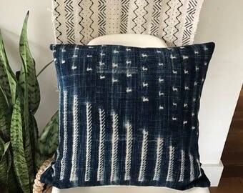 20 x 20 VINTAGE INDIGO MUDCLOTH Pillow Cover / African MudCloth Pillow / Authentic Vintage MudCloth Pillow
