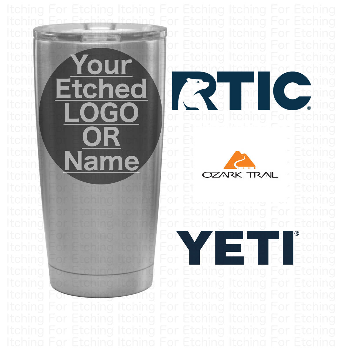 Custom Engraved / Etched 20 oz. Tumbler Thermos Bulk RTIC