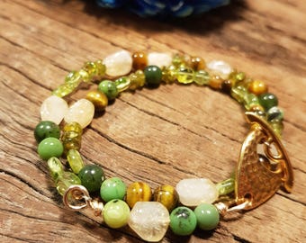 Peridot bracelet; Tigers eye bracelet; Jade; Citrine; Wrap bracelet; Wealth and Prosperity bracelet, Gemstone bracelet