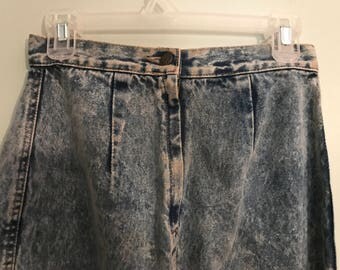 Acid Wash Denim Pencil Skirt