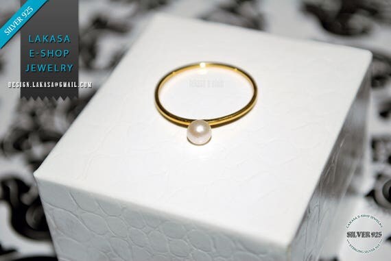 Ring Freshwater Pearl Sterling Silver Gold Handmade Jewelry Friendship Gift for Mother Girlfriend Woman Moda Bridal Greek Minimalist Style