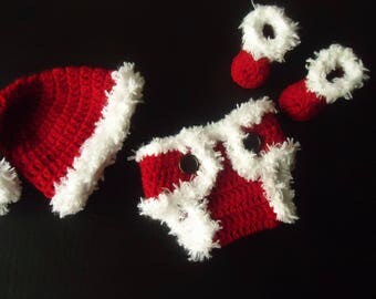 Christmas Baby Outfit, Crochet Baby Outfit, Newborn Santa Outfit, Baby Photo Prop, Newborn Photo Outfit, Newborn Boy Photo Outfit Clothes