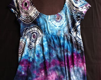 Ensemble Upcyclé Femme – Pantalon Taille 14 (Elle) Et T-shirt XL (Gildan) Tie-dye Glacé