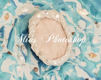 Newborn digital background, digital backdrop newborn, seabed, Ocean, shell