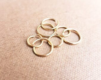 Thin gold helix hoop earring Gold nose ring 22k 6mm 8mm septum ring Gold body jewelry 22g tragus daith earring 20g Simple gold hoop 10mm 18g