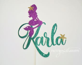 Mermaid cake topper, under the sea cake topper, mermaid decoration, purple mermaid, fiesta de sirenas, mermaid tails.