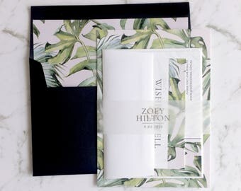 Wedding Invitation | Tropical Wedding Invitation Suite | Tropical Invitation | Palm Leaf Invitation | Printed Wedding Suite | Zoey