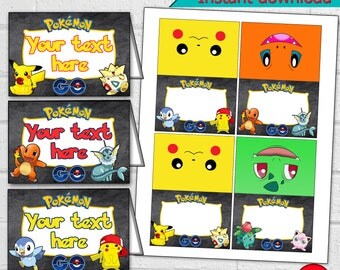 Pokemon Birthday Table Tents, Pokemon Table Tents,Pokemon Buffet Cards, Pokemon Food Labels, Pokemon Food Labels - Instant download