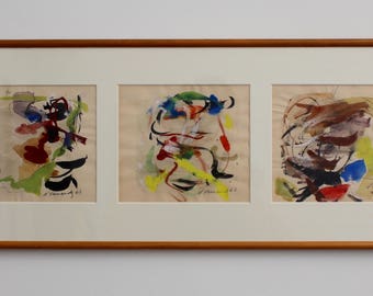 Abstract Triptych by M. Hernandez (1960s)