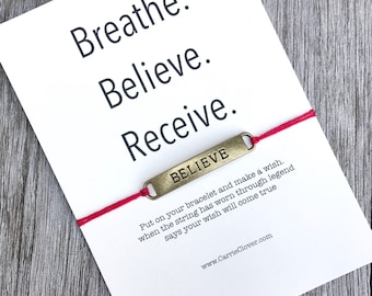 Believe bracelet, Believe jewelry, Karma bracelet, Wish bracelet, BREATHE bracelet, Yoga bracelet, inspirational bracelet, Believe, A34