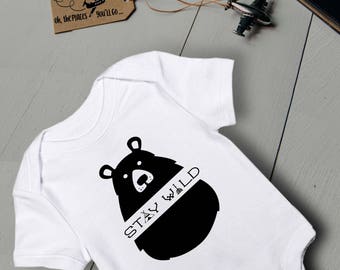 Baby Outfit/ Stay Wild/ Baby Bear Onesie/ Baby Onesie/ Funny Baby Onesie/ Baby Boy Onesie/ Baby Boy Clothes/ Baby Shower Gift/ Baby Bodysuit
