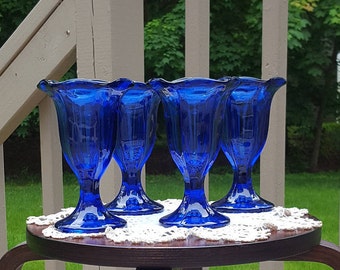 Anchor Hocking Sundae dishes cobalt blue